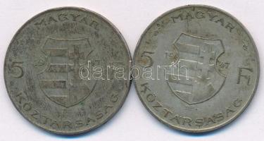 1947. 5Ft Ag "Kossuth" (2x) T:3 patina Adamo F8.1