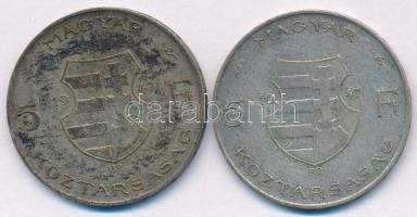 1947. 5Ft Ag "Kossuth" (2x) T:3 patina Adamo F8.1