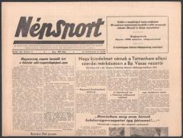 1955 Népsport május 17-i száma, benne tudósítás a magyar-dán labdarúgó mérkőzésről, az Aranycsapat tagjaival