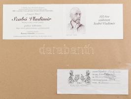 Szabó Vladimir (1905-1991): Komédiások. Rézkarc, papír, jelzett. Dekoratív, üvegezett fa keretben. H...