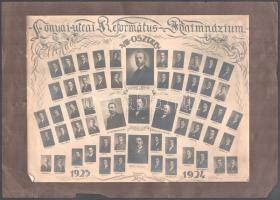 1924 Bp., Lónyai utcai Református Főgimnázium VIII. osztálya, tablófotó kartonon, sérült, 28,5x21,5 cm
