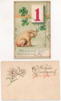 2 db RÉGI újévi üdvözlő képeslap / 2 pre-1945 New Year greeting postcards