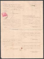 1957 Kisbér, marhalevél 50 filléres illetékbélyeggel