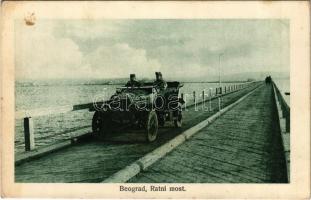 Beograd, Belgrade; Ratni most / WWI Austro-Hungarian K.u.K. military, war bridge, soldiers in automobile (fl)