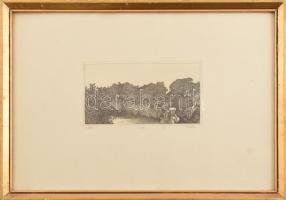 Tulipán László (1943-2007): Séta. Rézkarc, papír, jelzett, számozott: 31/100. Üvegezett fakeretben, ...