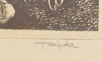 Tulipán László (1943-2007): Séta. Rézkarc, papír, jelzett, számozott: 31/100. Üvegezett fakeretben, ...