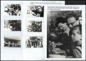 cca 1950-1960 Ünnepi Könyvhét fotói, 14 db, kartonra ragasztva, 6x9 és 24x18 cm közti méretben
