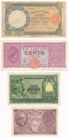 Olaszország 1943. 50L Farkas + 1944. 5L + 100L + 1951. 50L T:III kis szakadás, egy firka Italy 1943. 50 Lire Wolf + 1944. 5 Lire + 100 Lire + 1951. 50 Lire C:F small tear, a doodle