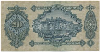 1930. 20P "C 208 045085" T:III kis szakadás, szép papír 
Adamo P11