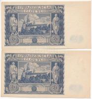 Lengyelország 1936. 20Zl (2x) közeli sorszámúak T:III
Poland 1936. 20 Zlotych (2x) close serials C:...
