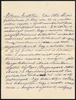 Edvi Illés Aladár (1870-1958) festőművész saját kézzel írt levele a Pesti Hírlap szerkesztőségének kiállítással kapcsolatban, sajátkezű aláírásával