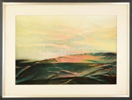 Aladics Antal (1949-): Valamerre a földön (sorozatszám 29), 1990. Vegyes technika, papír. Jelzett a hátoldalán. Dekoratív fakeretben. 52x74 cm