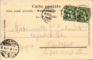 1903 Fribourg, Le Viaduc de Grandfey / railway bridge, viadcut, train, locomotive (EK)