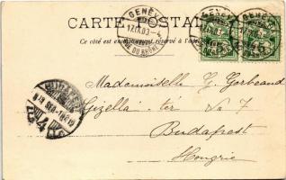1903 Geneve, Geneva, Genf; Place Neuve / square, monument, theatre (EK)