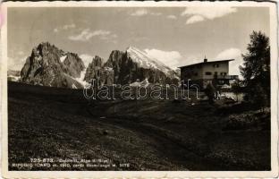 1938 Alpe di Siusi (Südtirol), Dolomiti, Rifugio Icaro, verso Sassolungo / mountain, tourist house, chalet