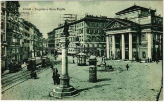 1924 Trieste, Trieszt; Tergesteo e Borsa Vecchia / street view, tram (EK)
