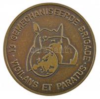 Hollandia DN "13. Gépesített Lövészdandár" kétoldalas Br emlékérem (35mm) T:1- Netherlands ND "13th Mechanized Rifle Brigade" two-sided Br medallion (35mm) C:AU