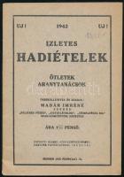 1942 Ízletes hadiételek. Ötletek, aranytanácsok. Összeállította és kiadja: Madár Imréné. Szeged, Szeged Uj Nemzedék Lapvállalat Rt., 48 p. Papírkötés, szakadt, kissé foltos borítóval.