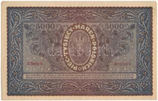 Lengyelország 1920. 5000M "131676" T:III kis szakadás
Poland 1920. 5000 Marek "13167...