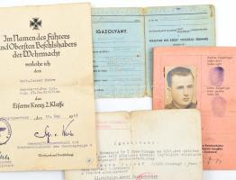 cca 1940-1945 6 db II. világháborús katonai igazolvány Medve József őrvezető részére, közte Magyar K...