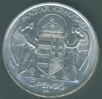 1939. 5P Ag "Horthy balra" T:2 kis ph.