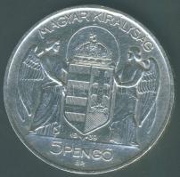 1939. 5P Ag "Horthy balra" T:2 kis ph.