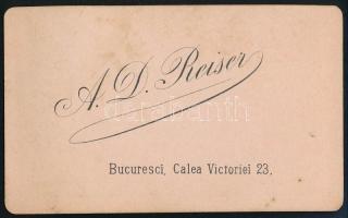 cca 1900 Anya nyermekével, keményhátú fotó A. D. Reiser bukaresti műterméből, 10x5,5 cm