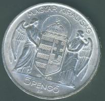 1939. 5P Ag "Horthy balra" T:2 kis ph.