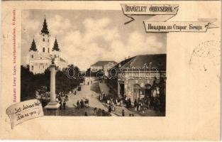 Óbecse, Ó-Becse, Stari Becej; Szt. István tér, Mrávits Lukács üzlete / square, shop. Art Nouveau