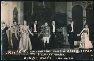 1940 Vígszínház, XIV. René előadásának fotója, feliratozva, Falus Károly felvétele, hátoldalon pecséttel jelezve, kis szakadással, 11x17,5 cm