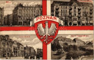 Poznan, Posen; Bazar, Stary Rynek, Gród Przemyslawa, Dom Przemyslowy, J. Wieklinski / Polish coat of arms (Rb)