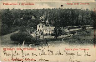 1900 Zhytomyr, Zytomierz, Zsitomir; Brzegi rzeki Teterowa / Teteriv riverbank, villas (Rb)