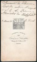 1865 Hölgy portréja, Fratelli Toncker római műterméből, keményhátú fotó, 9x5,5 cm
