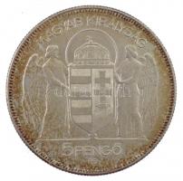 1930. 5P Ag "Horthy jobbra" hajas T:1- patina, kis karc
Adamo P8