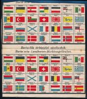 cca 1910 Barta-féle térképjelző zászlócskák táblázat, 2 db, hajtott, vágott