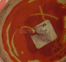 Tófej retró dekoratív iparművész váza, mázas kerámia, sérült címkével jelzett, kisebb lepattanással,...