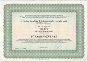 Budapest 1996. "A Virginia Kárpótlási Jegy Hasznosító Részvénytársaság' törzsrészvénye 100...