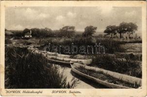 1934 Sopron, Halászkunyhó, csónakok / Seehütte (EK)