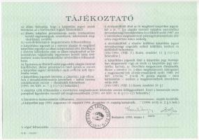 Budapest 1991. "Országos Kárrendezési és Kárpótlási Hivatal" kárpótlási jegye 5000Ft-ról, ...