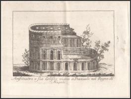 Római kori amfiteátrum látképe a Nápolyi Királyság területén. Rézmetszet, papír, jelzés nélkül. hajt...