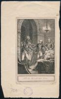 Franz Xaver Stöber (1795-1858) metszése, Schedy után: Iván nagyfejedelem halála. Rézmetszet, papír, papírra kasírozva. 15x9 cm