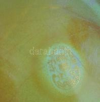 Zsolnay zöld eozin mázas kaspó, jelzett, hibátlan, m:6 cm, d:12 cm