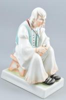 Zsolnay porcelán szalonnázó paraszt, kézzel festett, jelzett, hibátlan, m: 35 cm