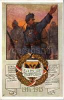 1915 K.u.K. 25. Inf. Trupp. Dion. 1914-1915. Deutscher Schulverein Karte Nr. 747. / WWI Austro-Hungarian K.u.K. military art postcard s: Gsur (EK)