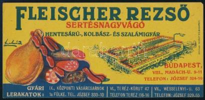 cca 1930 Fleischer Rezső Sertésnagyvágó számolócédula