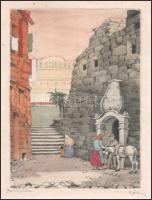 Csillag József (1894-1977): Bordighera. Színezett rézkarc, papír, jelzett, kissé foltos, 23,5x17 cm