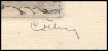 Csillag József (1894-1977): Bordighera. Színezett rézkarc, papír, jelzett, kissé foltos, 23,5x17 cm