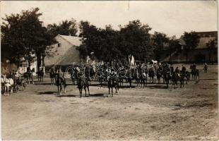 1926 A Lakits tüzérlaktanya vadászlovaglásra indul / Hungarian military, soldiers going on a hunt. Kozma M. (Pécs) photo (szakadás / tear)