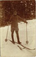 1916 Síelő osztrák-magyar katona az olasz harctéren / WWI Austro-Hungarian K.u.K. military, skiing soldier on the Italian front. photo (EK)