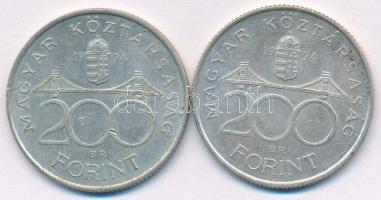 1994. 200Ft Ag "Deák" (2x) T:2 patina Adamo F13.1